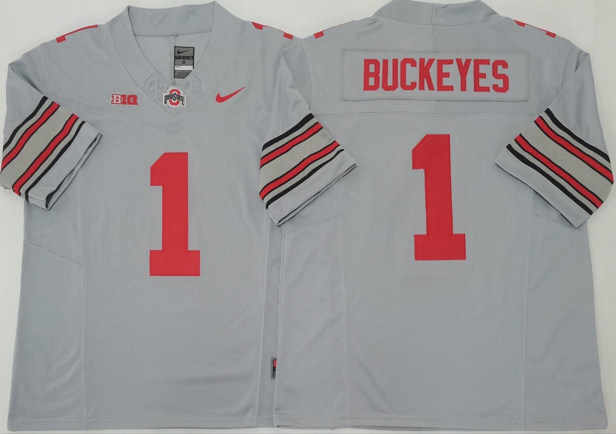 Ohio State Buckeyes GRAY #1 BUCKEYES Stitched Jersey