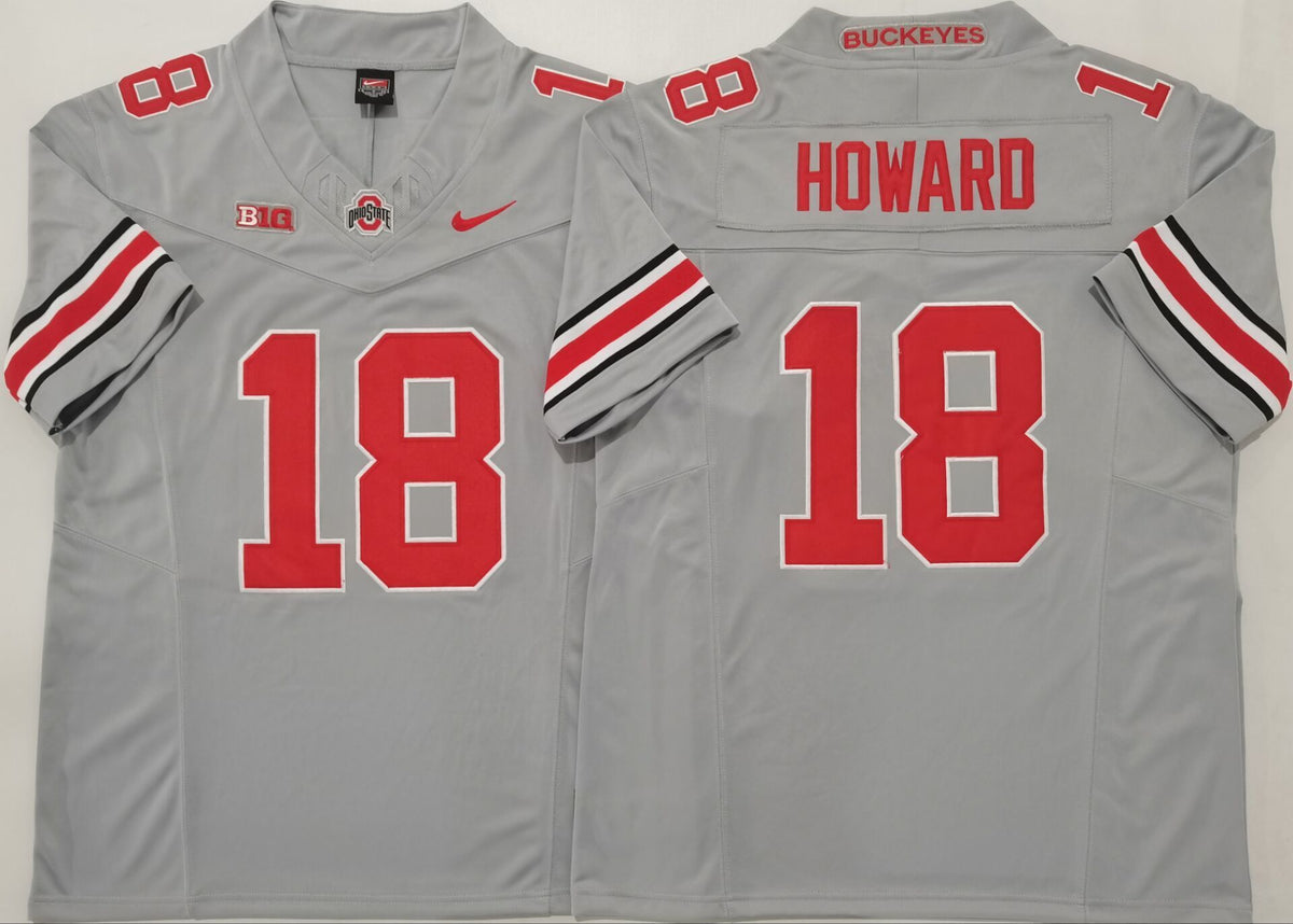 Ohio State Buckeyes GRAY #18 HOWARD Stitched Jersey