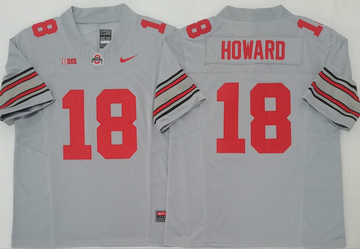Ohio State Buckeyes GRAY #18 HOWARD Stitched Jersey