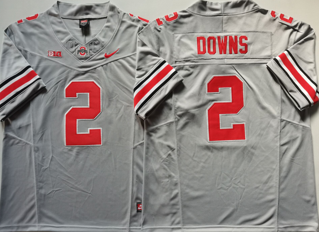 Ohio State Buckeyes GRAY #2 DOWNS Stitched Jersey