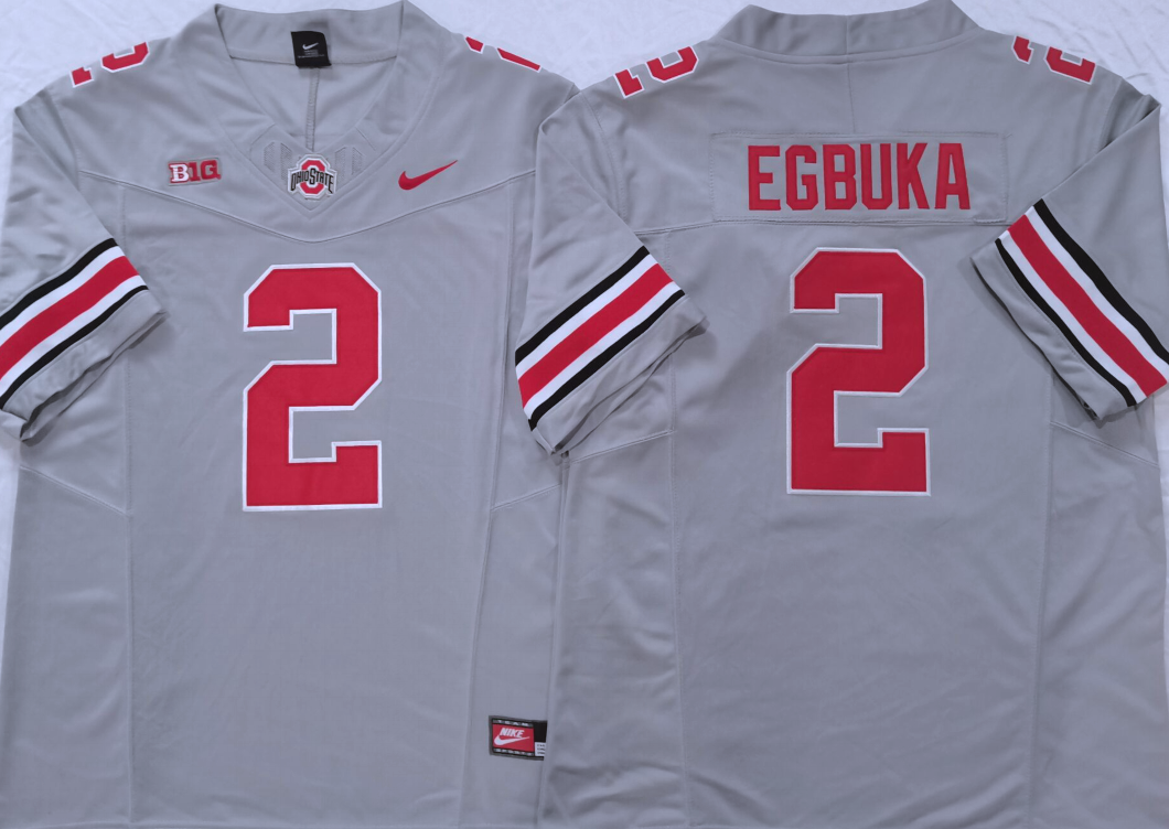 Ohio State Buckeyes GRAY #2 EGBUKA Stitched Jersey