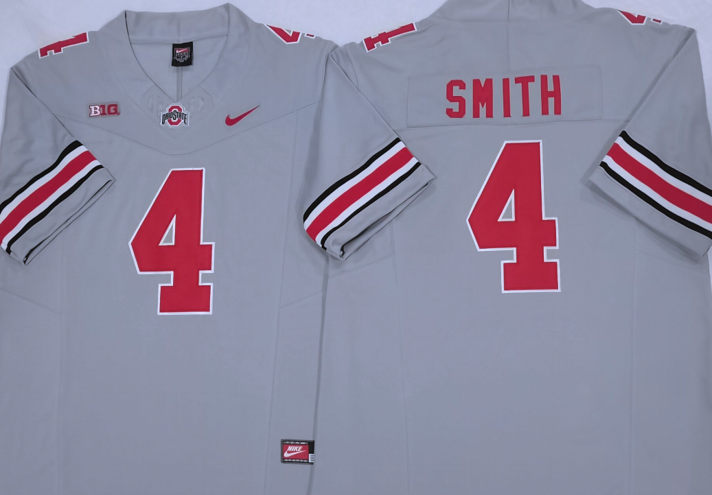 Ohio State Buckeyes GRAY #4 SMITH Stitched Jersey