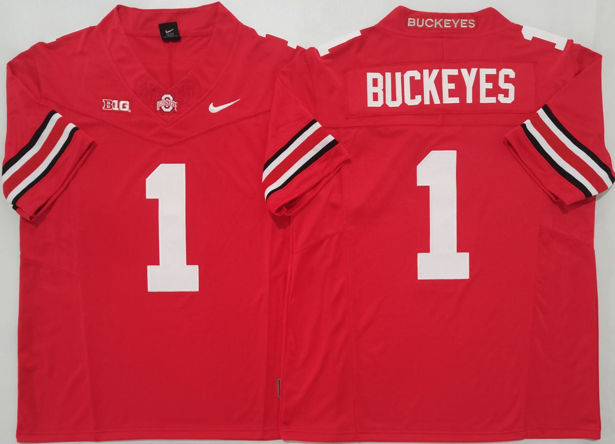 Ohio State Buckeyes Red #1 BUCKEYES Stitched Jersey
