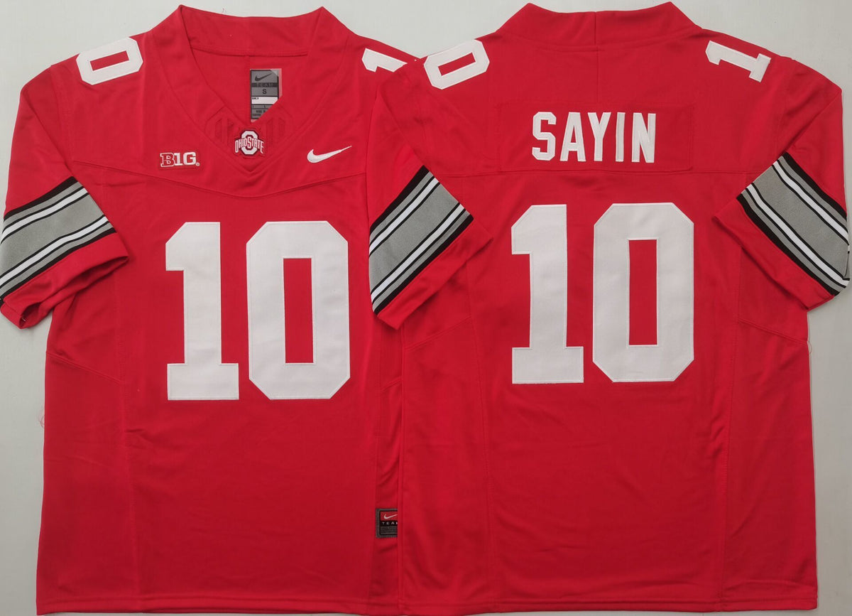 Ohio State Buckeyes Red #10 SAYIN Stitched Jersey