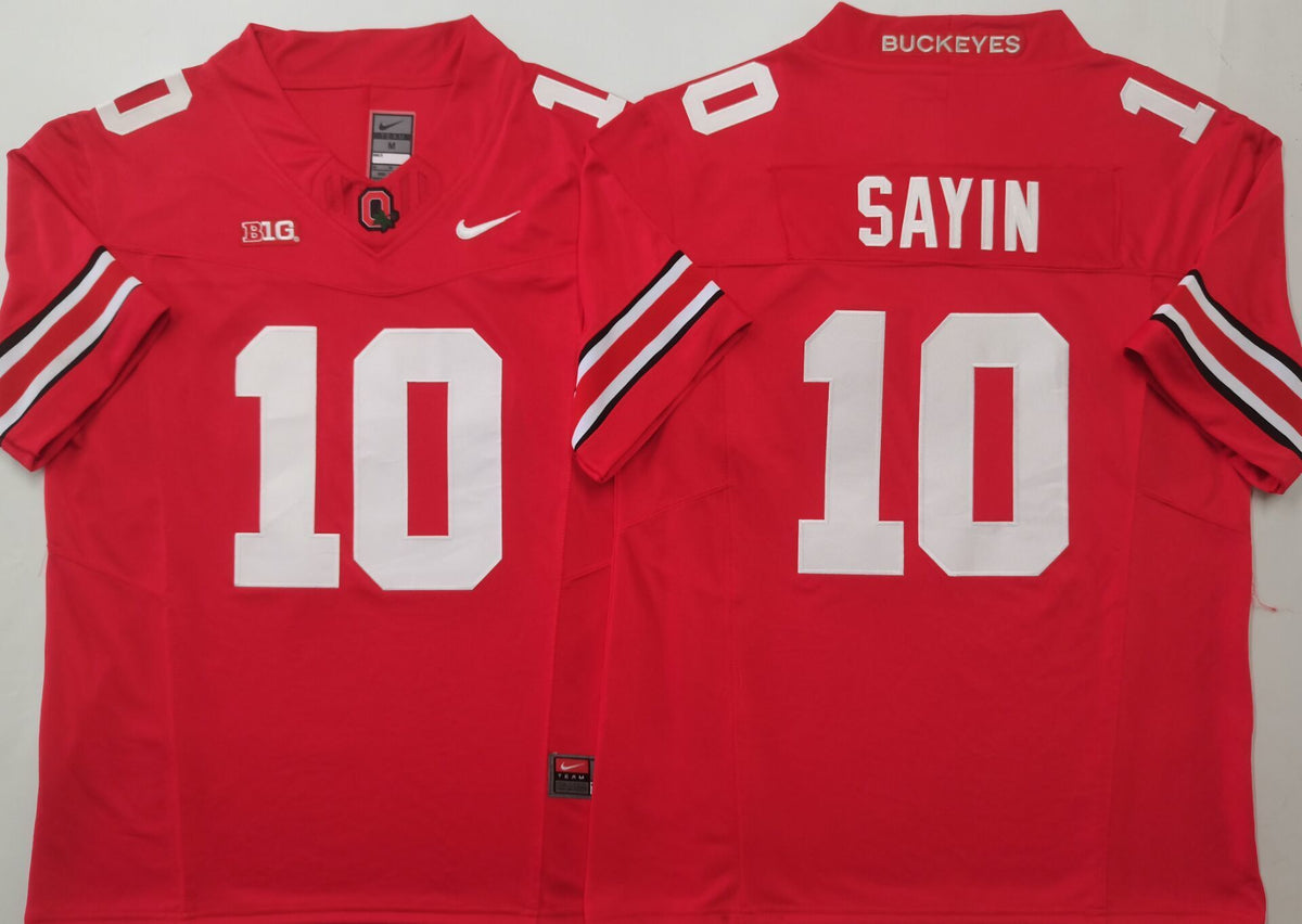 Ohio State Buckeyes Red #10 SAYIN Stitched Jersey