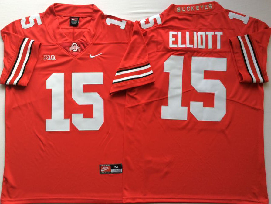Ohio State Buckeyes Red #15 ELLIOTT Stitched Jersey