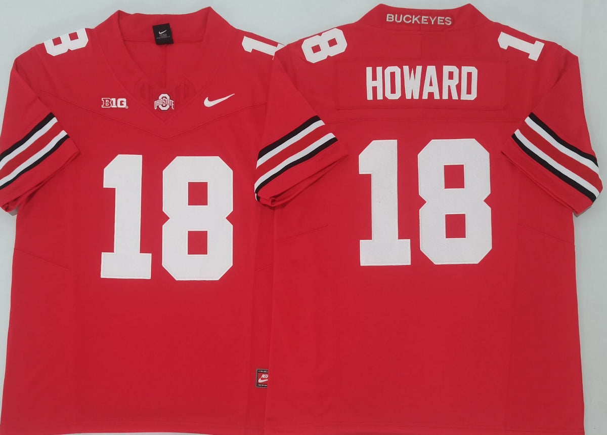 Ohio State Buckeyes Red #18 HOWARD Stitched Jersey