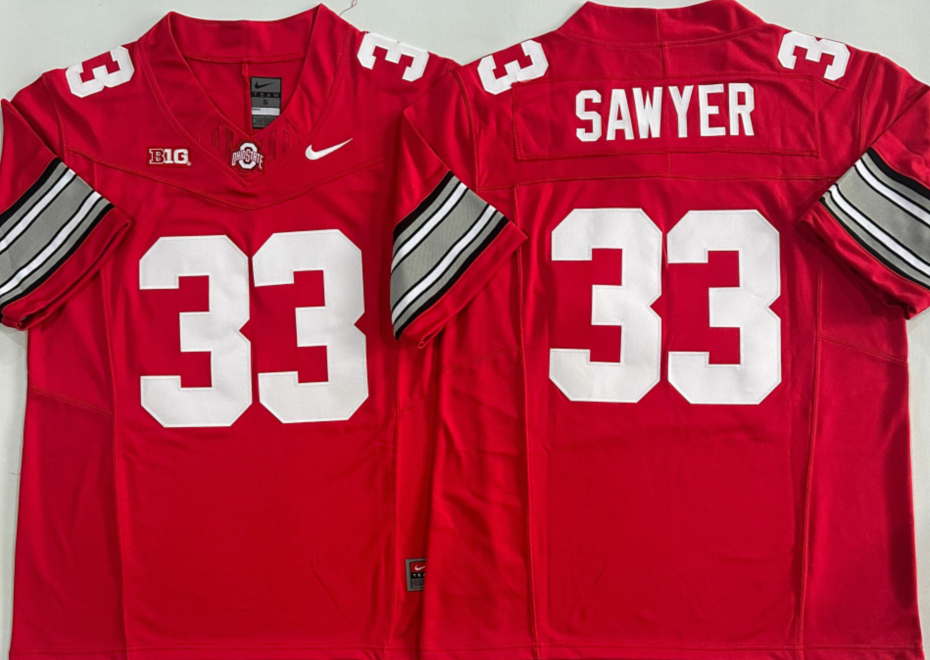 Ohio State Buckeyes Red #33 SAWYER Stitched Jersey