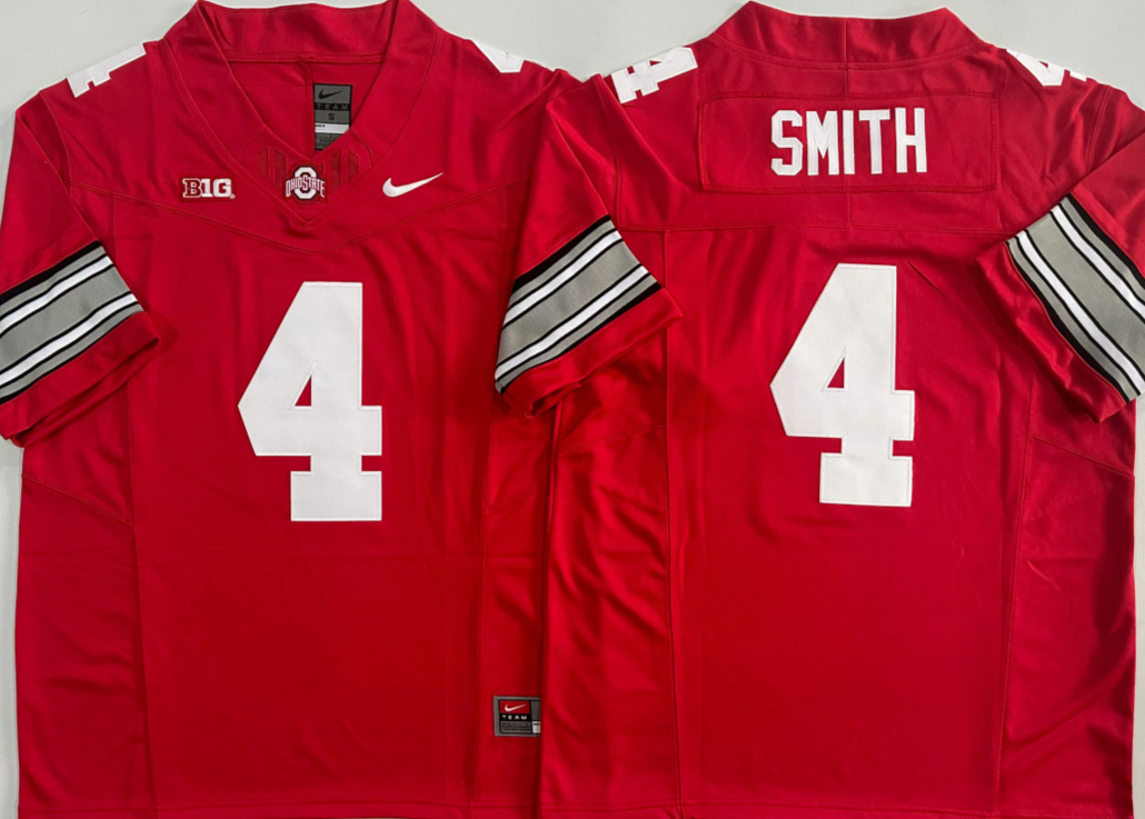 Ohio State Buckeyes RED #4 SMITH Stitched Jersey