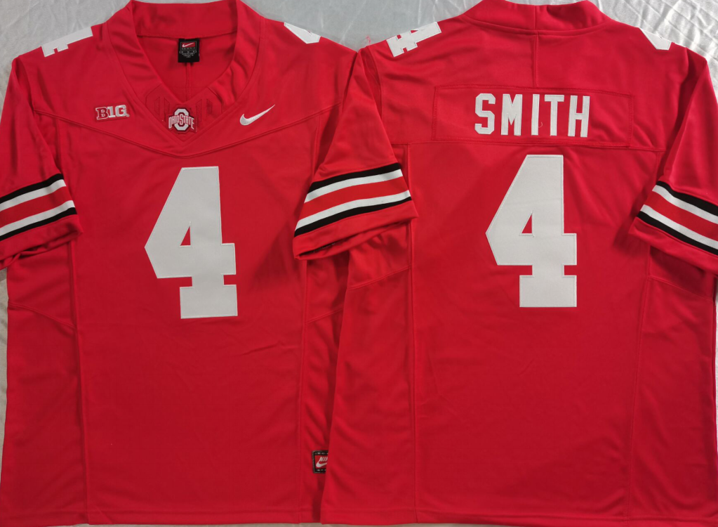 Ohio State Buckeyes Red #4 SMITH Stitched Jersey