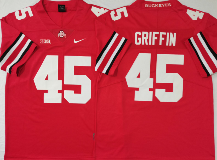 Ohio State Buckeyes Red #45 GRIFFIN Stitched Jersey