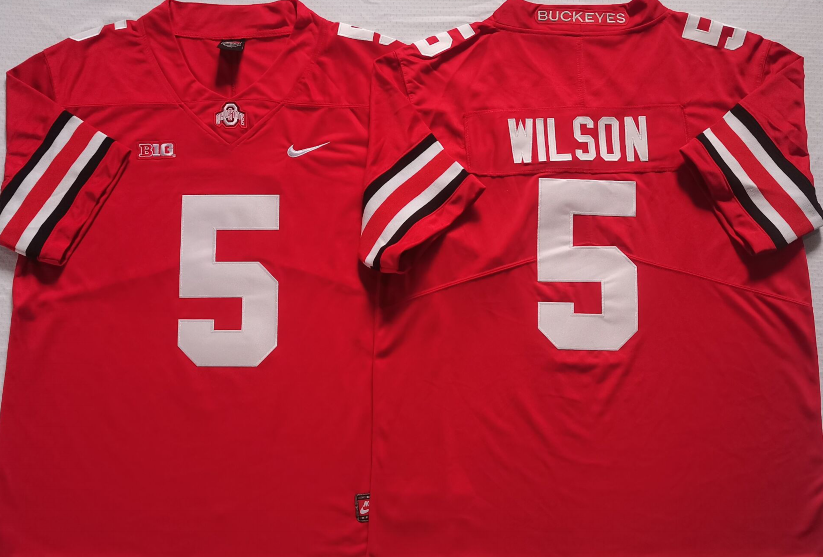 Ohio State Buckeyes Red #5 WILSON Stitched Jersey