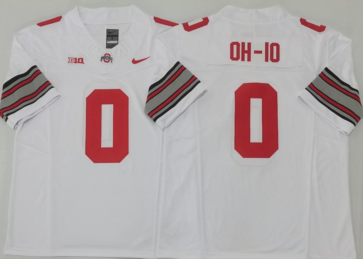 Ohio State Buckeyes White #0 OH-IO Stitched Jersey