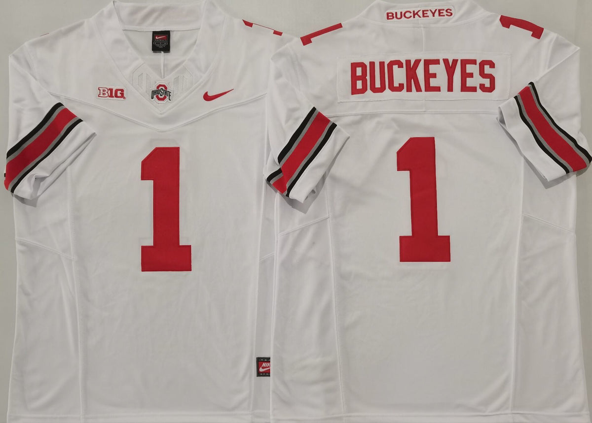 Ohio State Buckeyes White #1 BUCKEYES Stitched Jersey