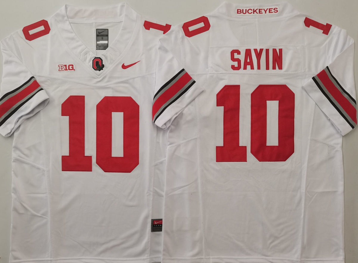 Ohio State Buckeyes White #10 SAYIN Stitched Jersey