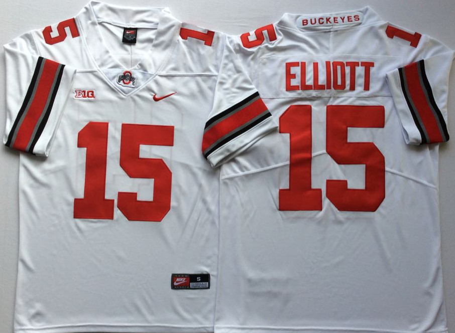 Ohio State Buckeyes White #15 ELLIOTT Stitched Jersey