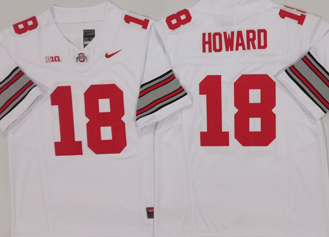 Ohio State Buckeyes White #18 HOWARD Stitched Jersey