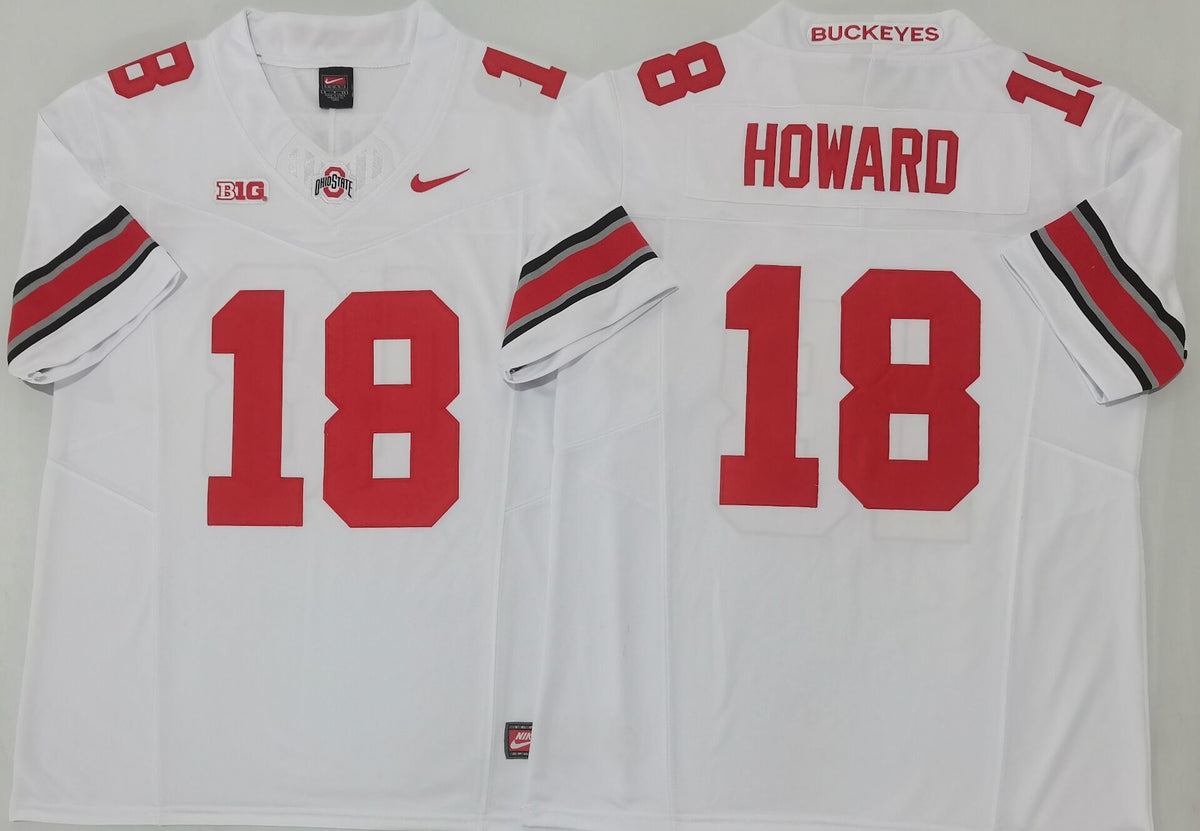 Ohio State Buckeyes White #18 HOWARD Stitched Jersey