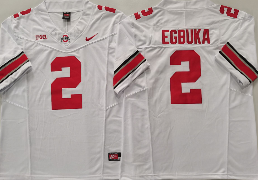 Ohio State Buckeyes White #2 EGBUKA Stitched Jersey