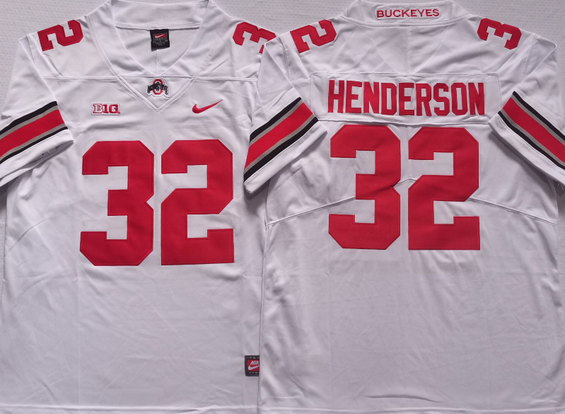 Ohio State Buckeyes White #32 HENDERSON Stitched Jersey
