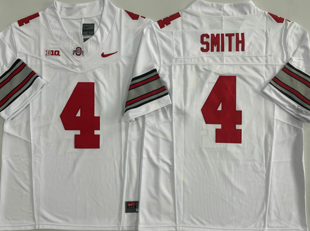 Ohio State Buckeyes White #4 SMITH Stitched Jersey