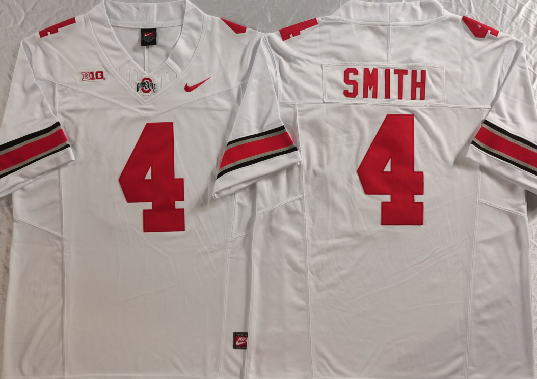 Ohio State Buckeyes White #4 SMITH Stitched Jersey