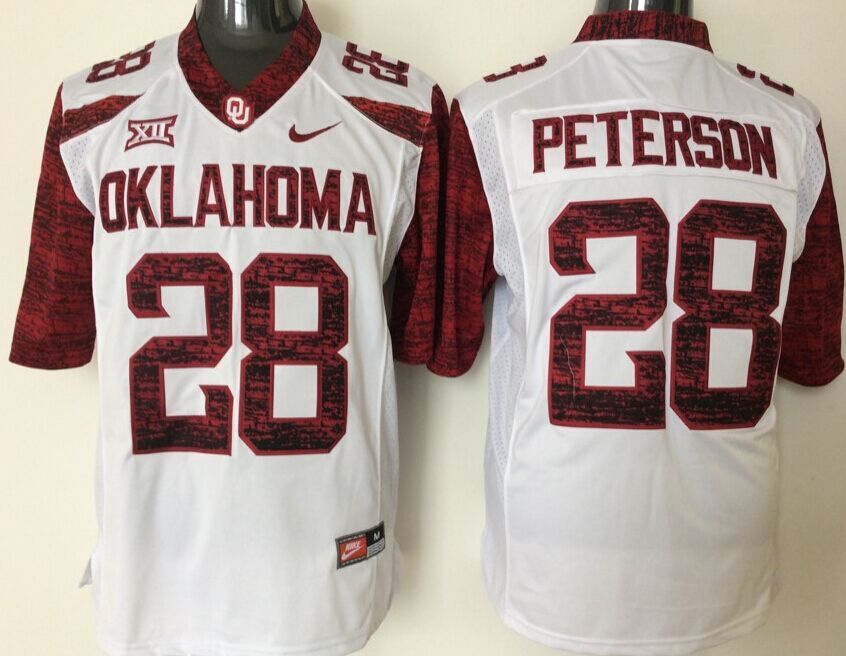 Oklahoma Sooners #28 Peterson White Red Stitched Jersey