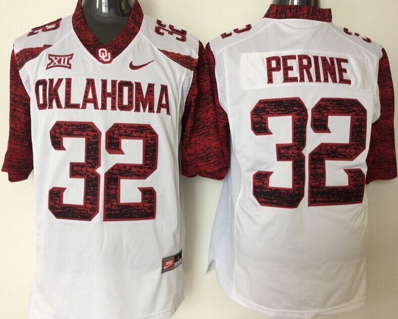 Oklahoma Sooners #32 Perine White Red Stitched Jersey