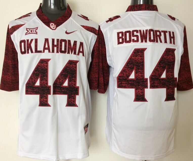 Oklahoma Sooners #44 Bosworth White Red Stitched Jersey