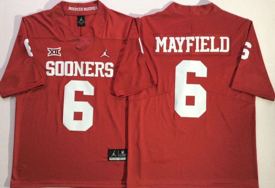 Oklahoma Sooners #6 MAYFIELD Red Stitched Jersey