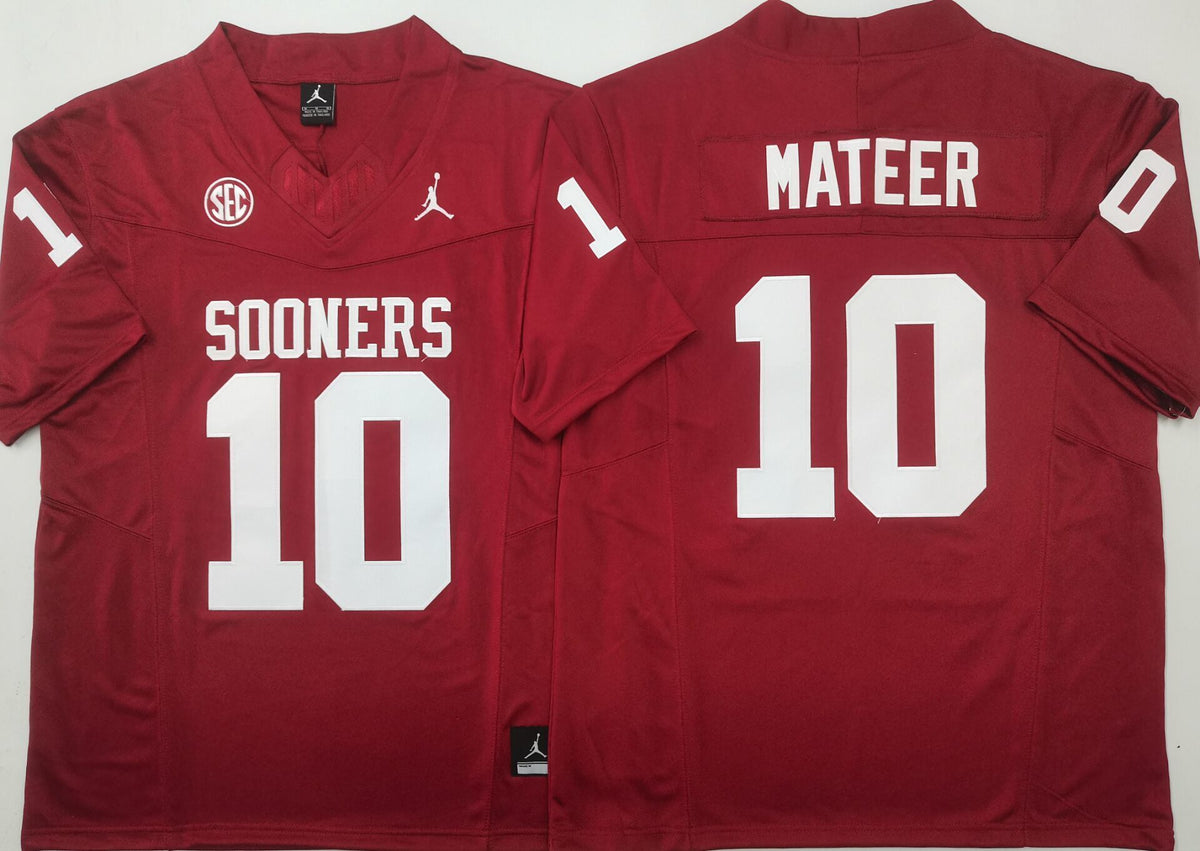 Oklahoma Sooners Red #10 MATEER Stitched Jersey