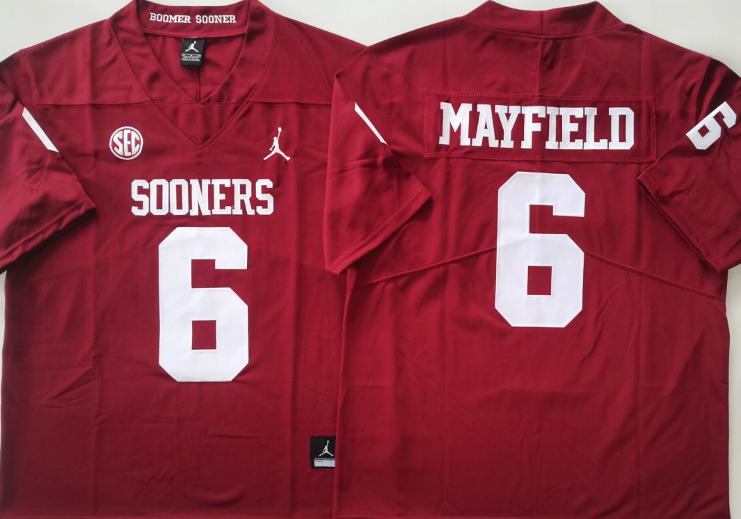 Oklahoma Sooners Red #6 MAYFIELD Stitched Jersey
