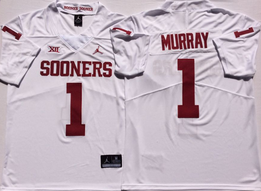 Oklahoma Sooners White #1 MURRAY Stitched Jersey