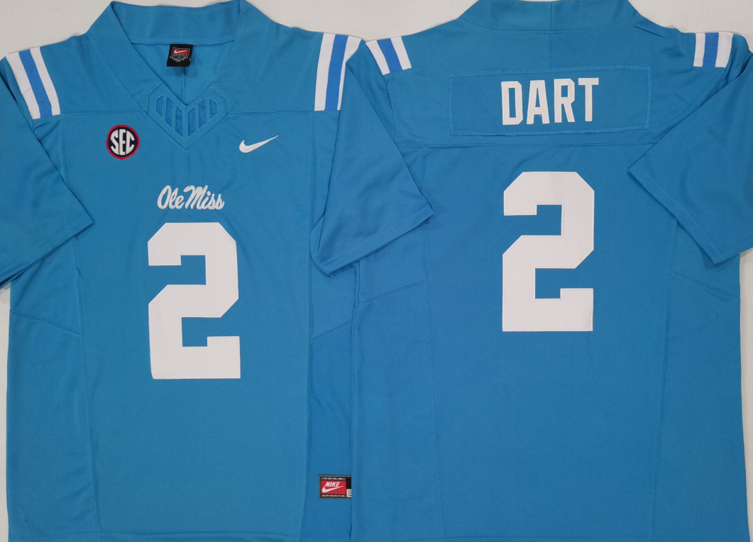 Ole Miss Rebels Blue #2 DART Vapor FUSE Stitched Jersey
