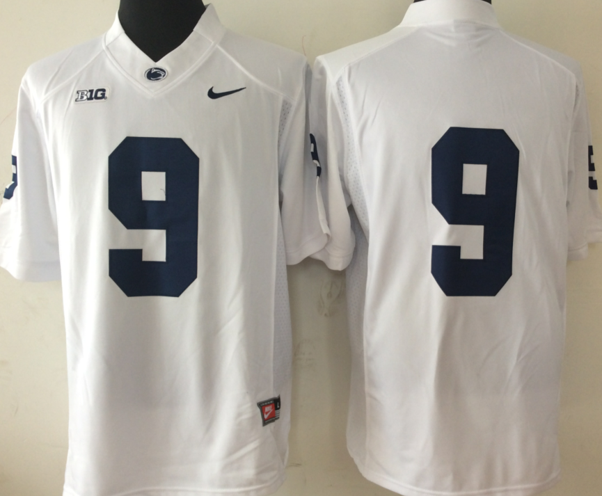 Penn State Nittany Lions White #9 Stitched Jersey