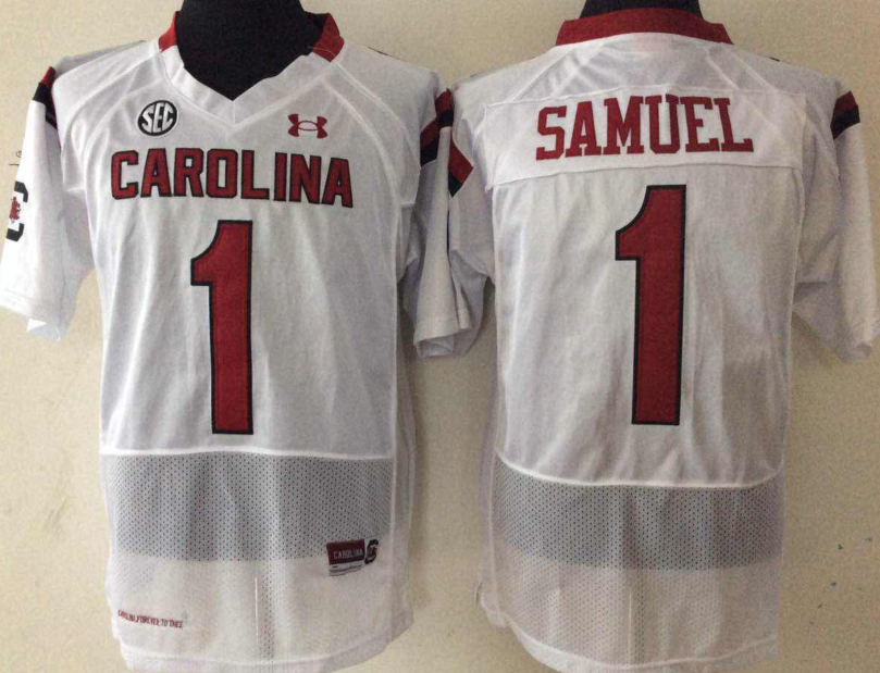 South Carolina Gamecock White #1 SAMUEL Stitched Jersey