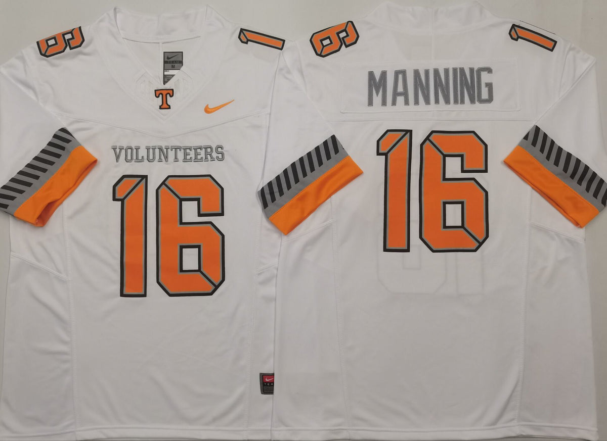 Tennessee Volunteers White #16 MANNING Stitched Jersey