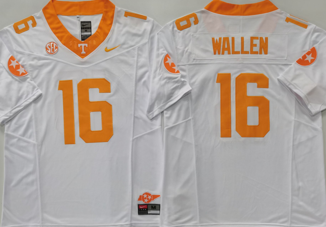 Tennessee Volunteers White #16 WALLEN Stitched Jersey