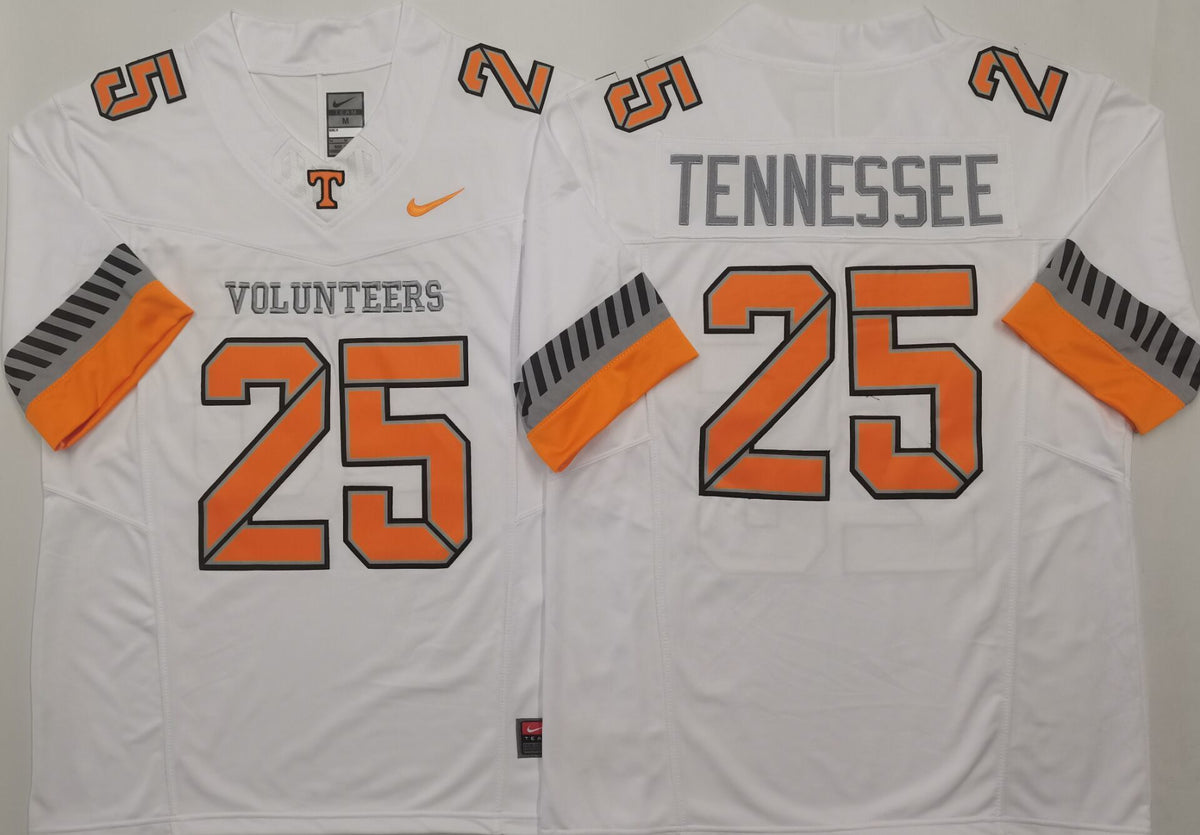 Tennessee Volunteers White #25 TENNESSEE Stitched Jersey