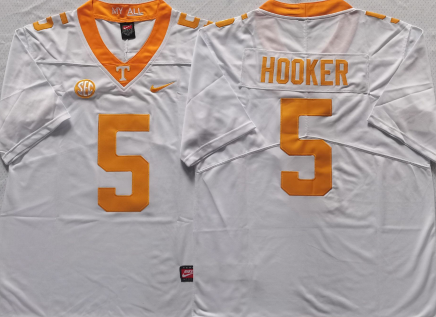 Tennessee Volunteers White #5 HOOKER Stitched Jersey