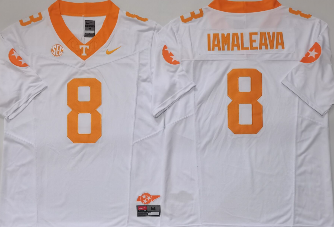 Tennessee Volunteers White #8 IAMALEAVA Stitched Jersey