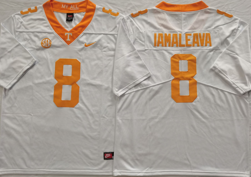 Tennessee Volunteers White #8 IAMALEAVA Stitched Jersey