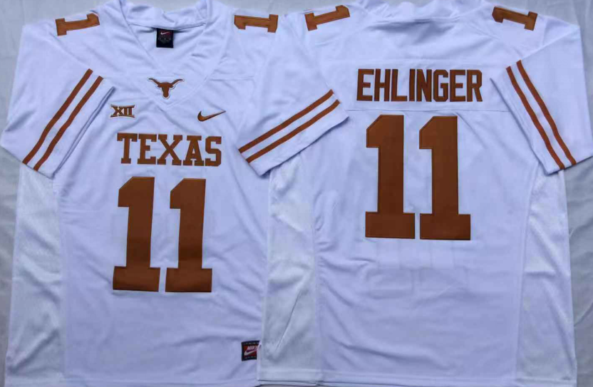 Texas Longhorns White #11 EHLINGER Stitched Jeresy