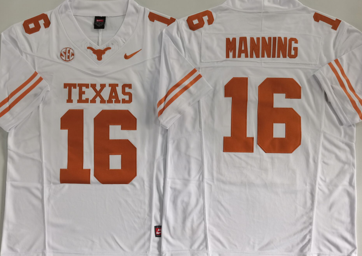 Texas Longhorns White #16 MANNING Stitched Jeresy