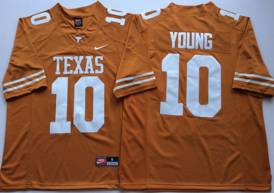 Texas Longhorns YELLOW #10 YOUNG Stitched Jersey