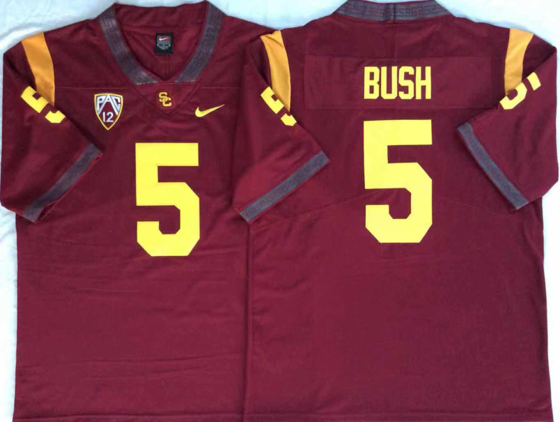 USC Trojans Red #5 BUSH Stitched Jersey