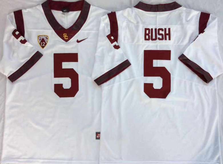 USC Trojans White #5 BUSH Stitched Jersey