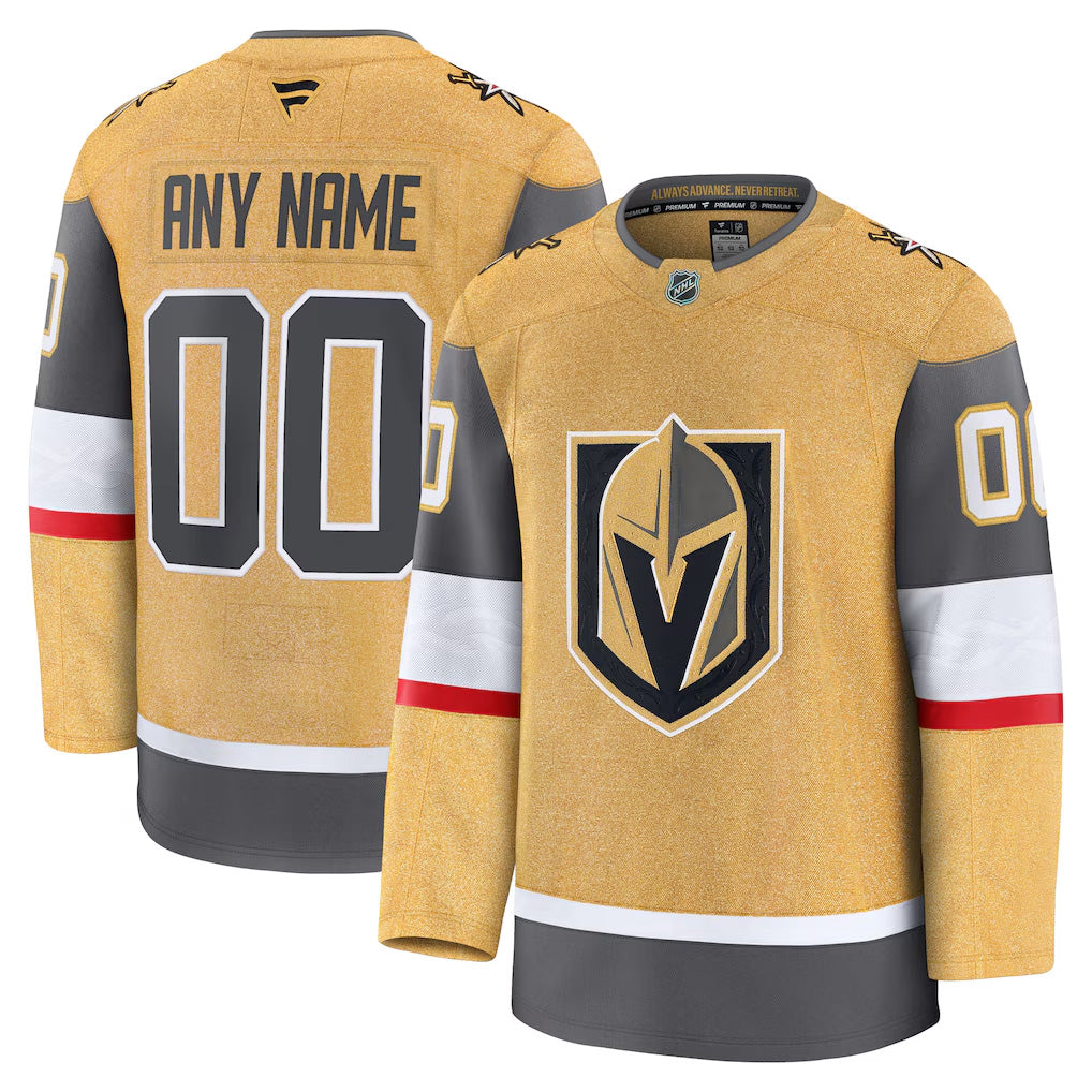 Vegas Golden Knights Fanatics Home Premium Custom Jersey – Gold