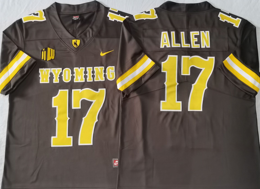 WYOMING Cowboys Coffee #17 ALLEN Stitched Jersey