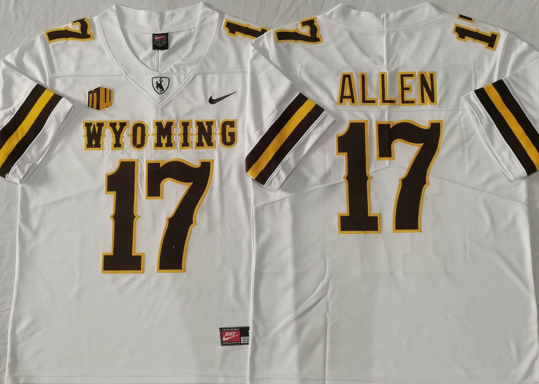 WYOMING Cowboys White #17 ALLEN Stitched Jersey
